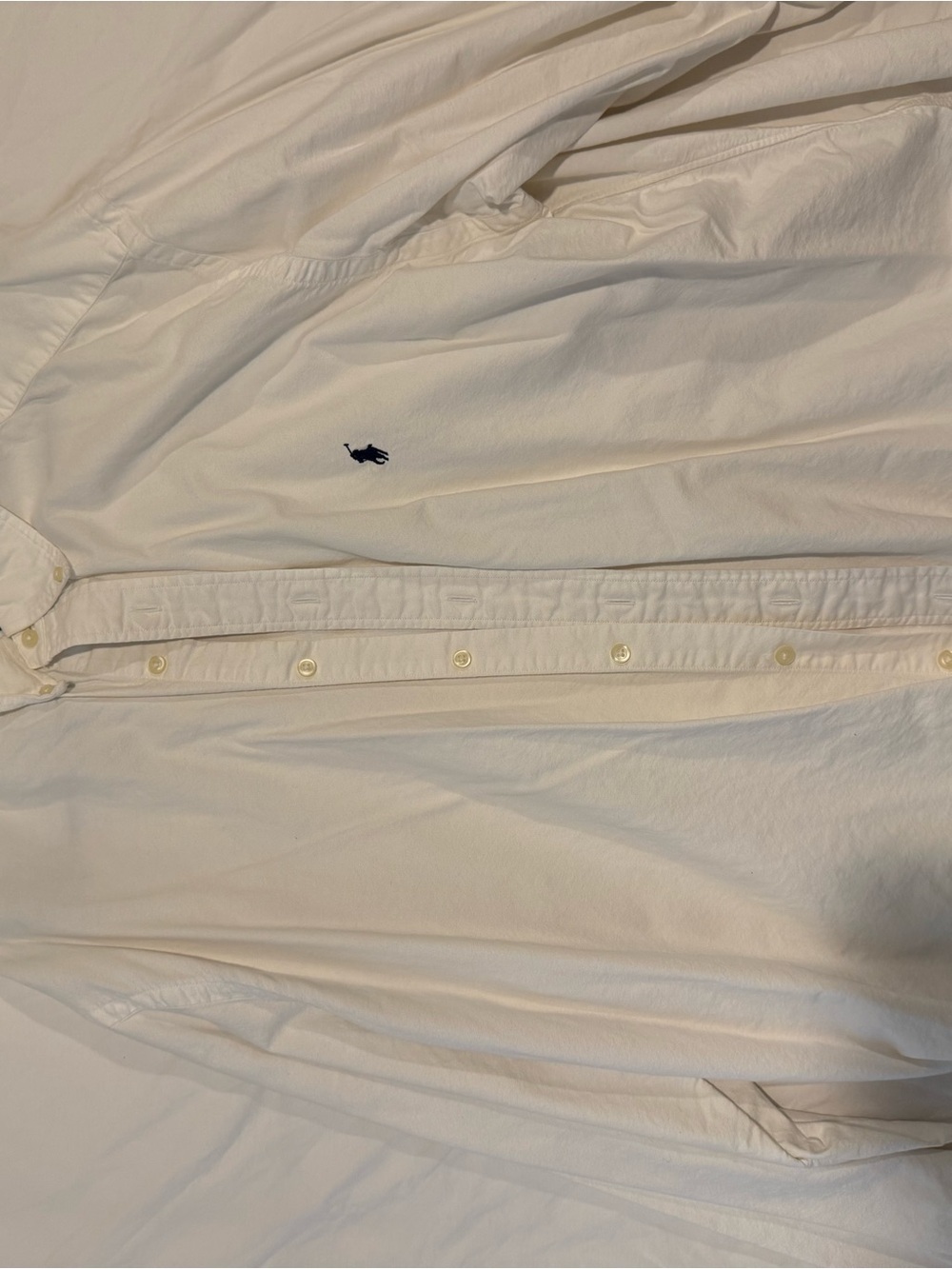 Ralph Lauren Button-Down Shirt in Off-White with Navy Pony